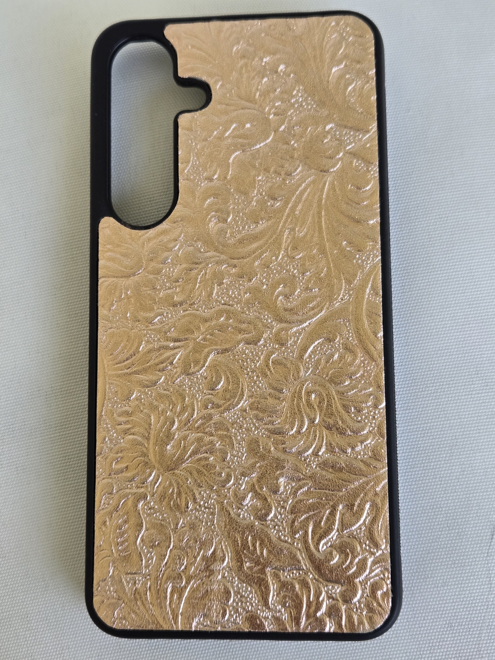 Rose Gold Floral Embossed Leather Phone Case For Galaxy S24+